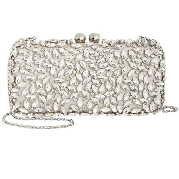 INC International Concepts Silver Embellished Clutch - Picture 1 of 9